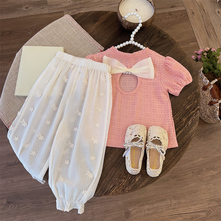 Summer Girls Thin Clothes Baby Girl Tops Pants Two-piece Suit