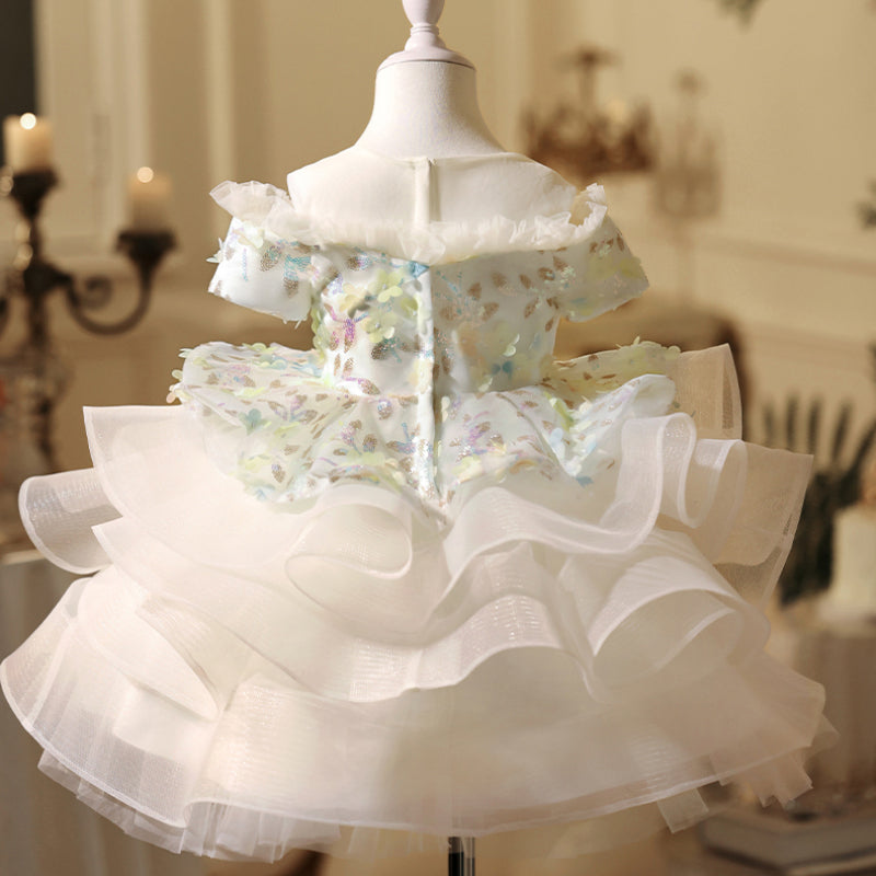 Cute Girl Birthday Dress Flower Girl White Wedding Dress