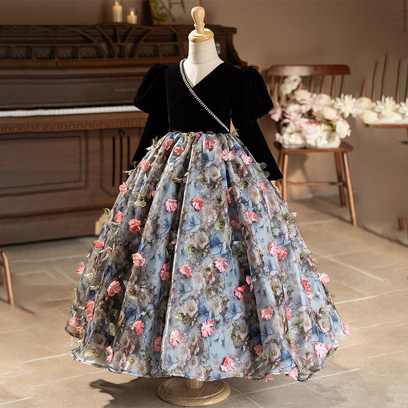 floral dress for christmas party PRETTYGARDEN Women's Fall Boho Maxi Dress Floral Long Sleeve V Neck Fl
