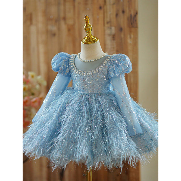 Cute Baby Girl Tassel Beauty Pageant  Dress Toddler Birthday Party Princess Dress