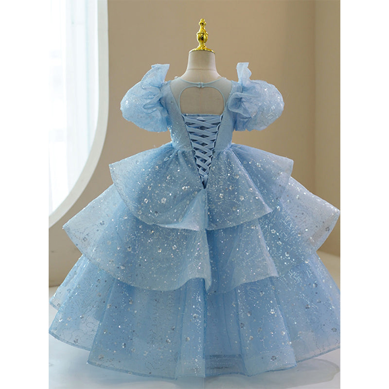 Luxurious Girls Autumn Puffy Dress Toddler Birthday Pageant Princess Dress