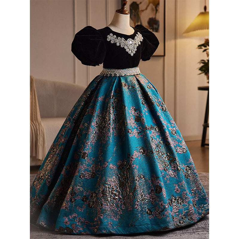 Cute Baby Girl Embroidery Party Dress Toddler Beauty Pageant Princess Dress, Blue / 4-5 Years (120cm)