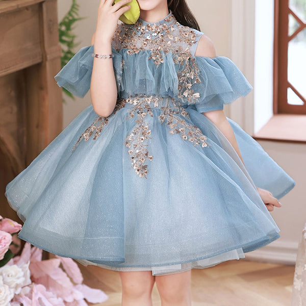 Baby Girl Birthday Party Hidden Zipper Puffy Princess Dress