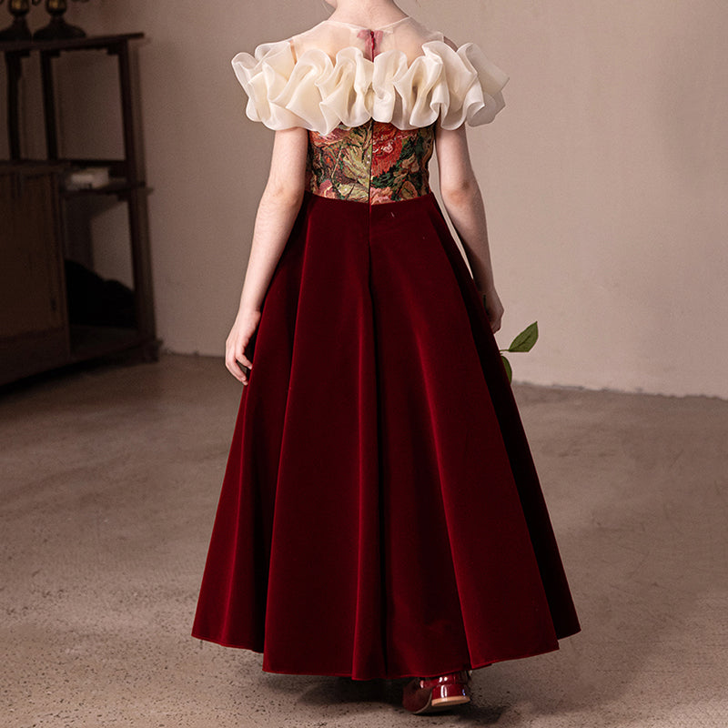 Girls Red Ball Gown Girls Birthday Dress Children's Party Princess Dress