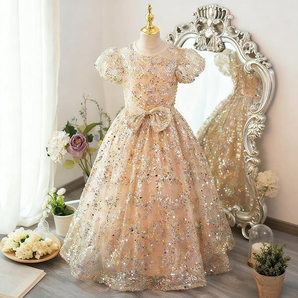 Girls Christmas Princess Dress Flower Girl Sequin Dress Girls Birthday Dress