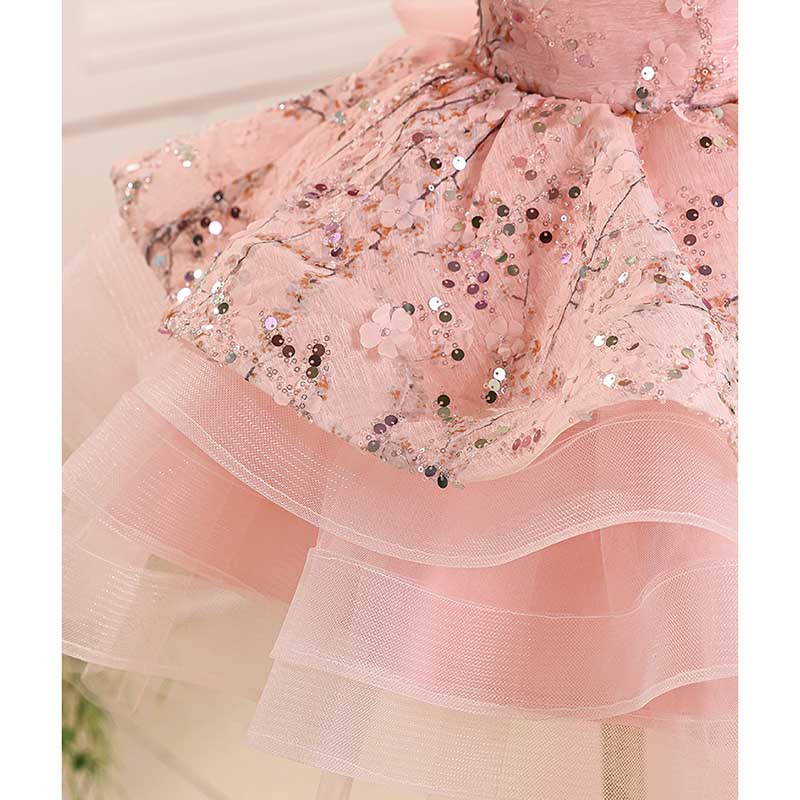 Girls Birthday Dress Girls Pink Sequin Princess Dress Children's Party Dress