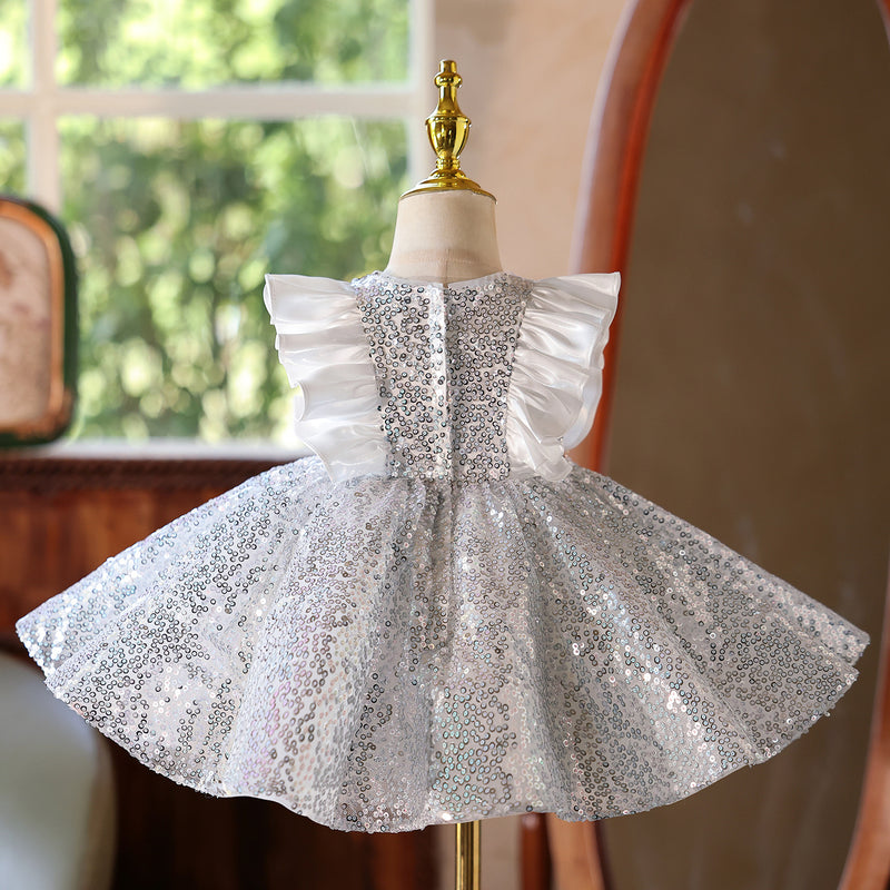 Girls Communion Dress Children's Sequin Birthday Dress Flower Girl Princess Dress