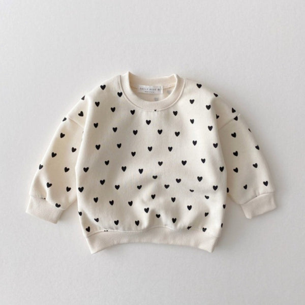 Cute Girls' Love Cotton Sweatshirt Two-piece Set