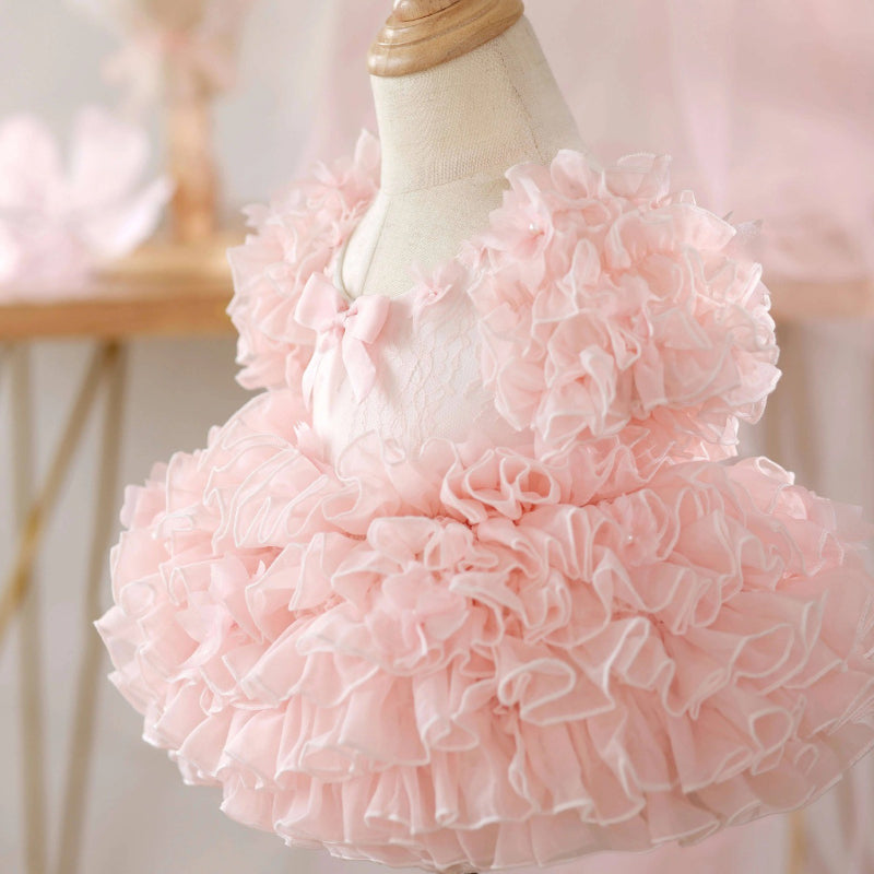 Pink Baby Birthday Dress Flower Girl Princess Dress