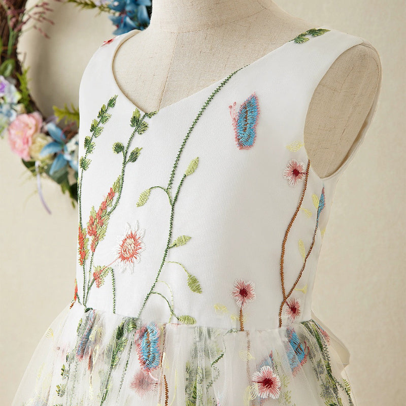 Girls Birthday Dress Sleeveless Flower Girl Princess Dress