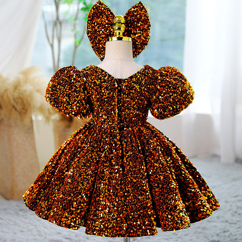 Summer Girls Puffy Birthday Sequin Princess Dress