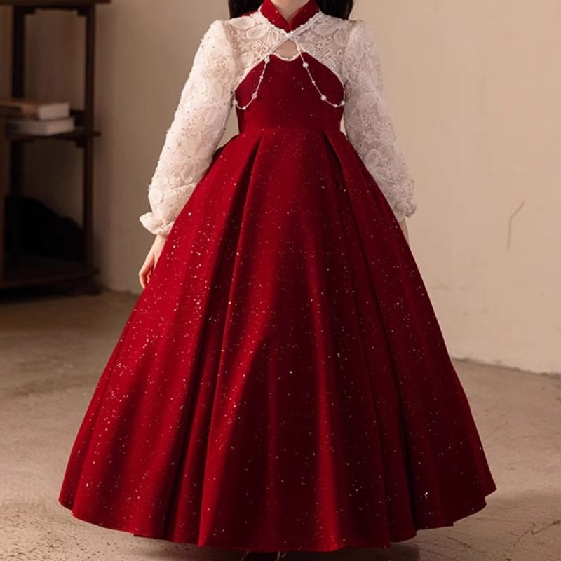christmas dresses tweens Girl's Foal Red Ball Gn with Beaded Embellishments