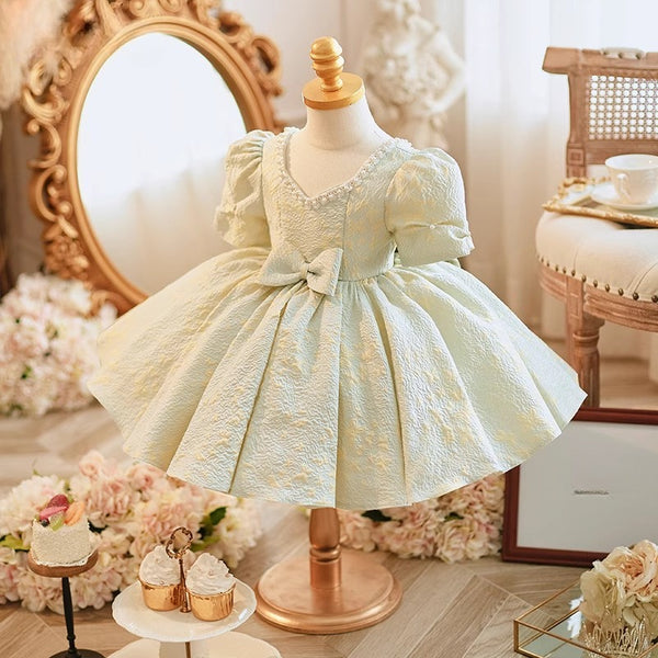 Girls Birthday Dress Baby Communion Dress Flower Girl Green Princess Dress