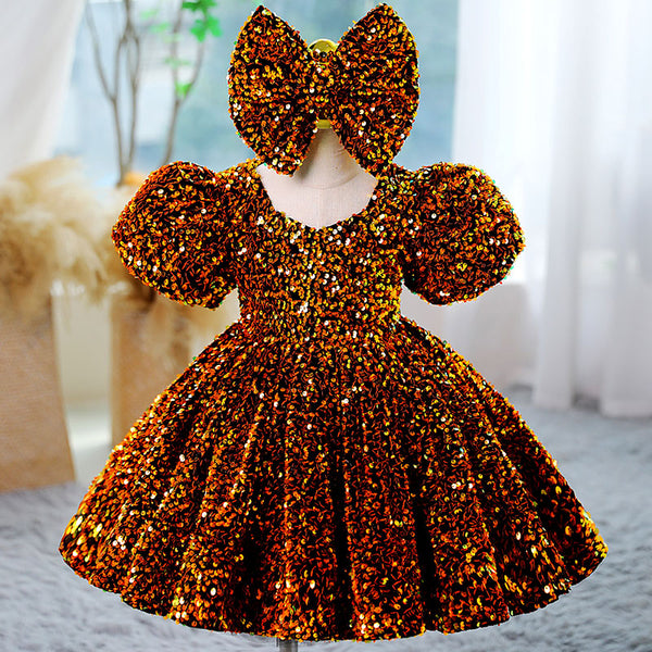 Summer Girls Puffy Birthday Sequin Princess Dress Summer Girls Puffy Birthday Sequin Princess Dress