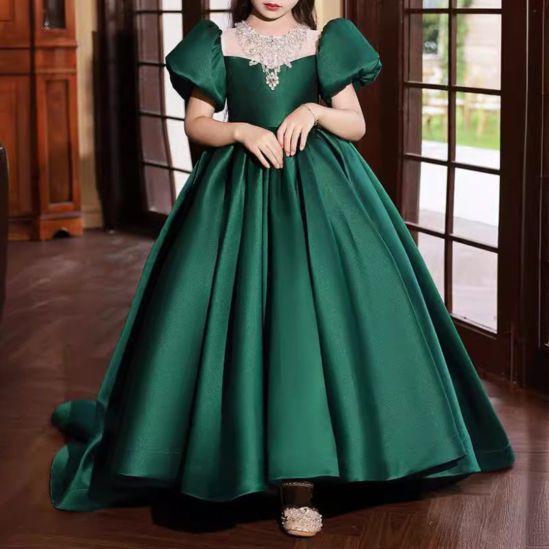 Girls Beauty Pageant Princess Dress Girls Green Birthday Dress Girls Beauty Pageant Princess Dress Girls Green Birthday Dress