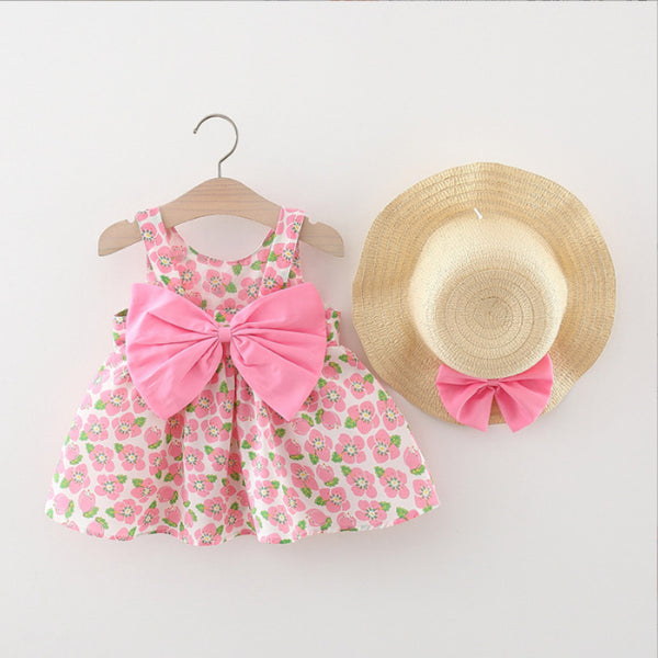 Cute Baby Girl Printed Bow Dress