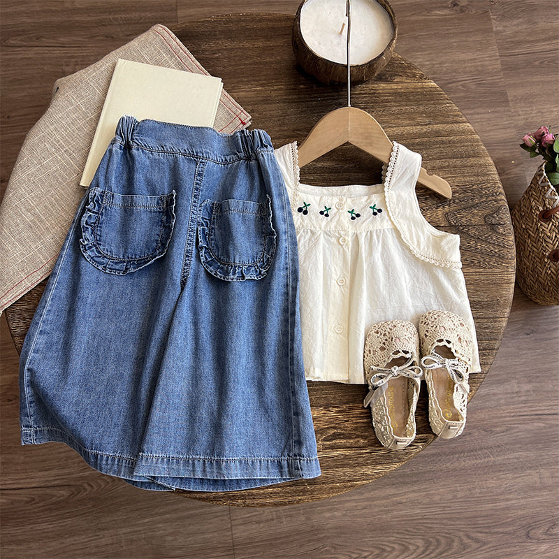 Baby Girl Summer Wide Leg Pants Children's Vest Pants Two Piece Set