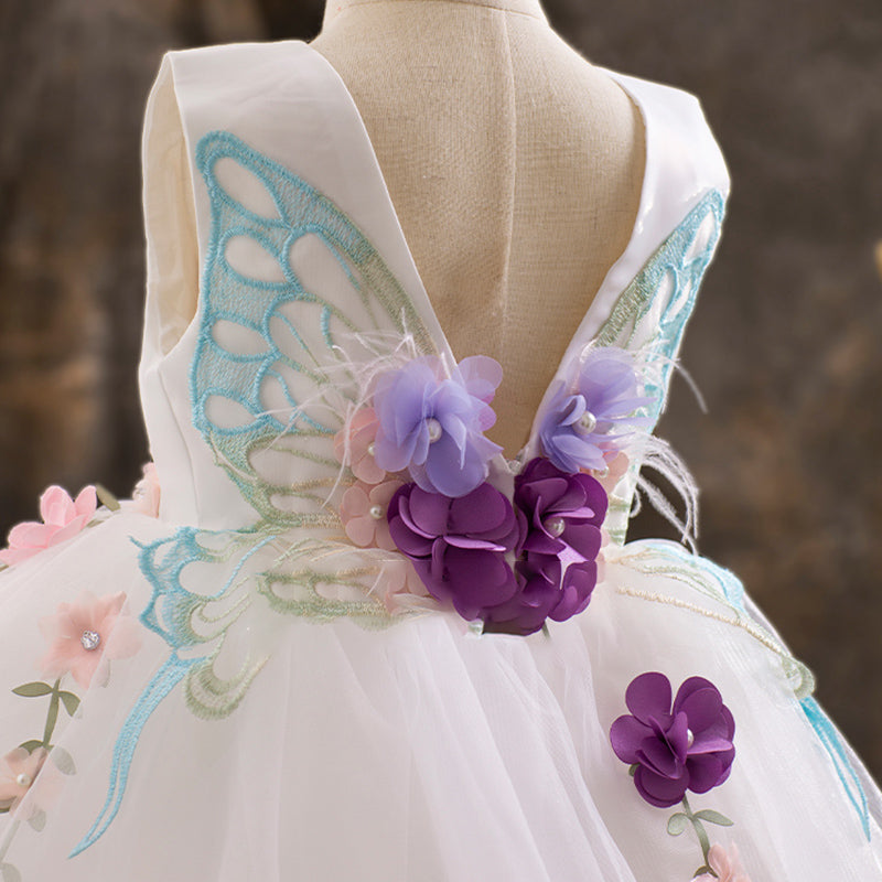 Baby Girl Butterfly Beauty Pageant Dress Toddler Girls Christening Dresses