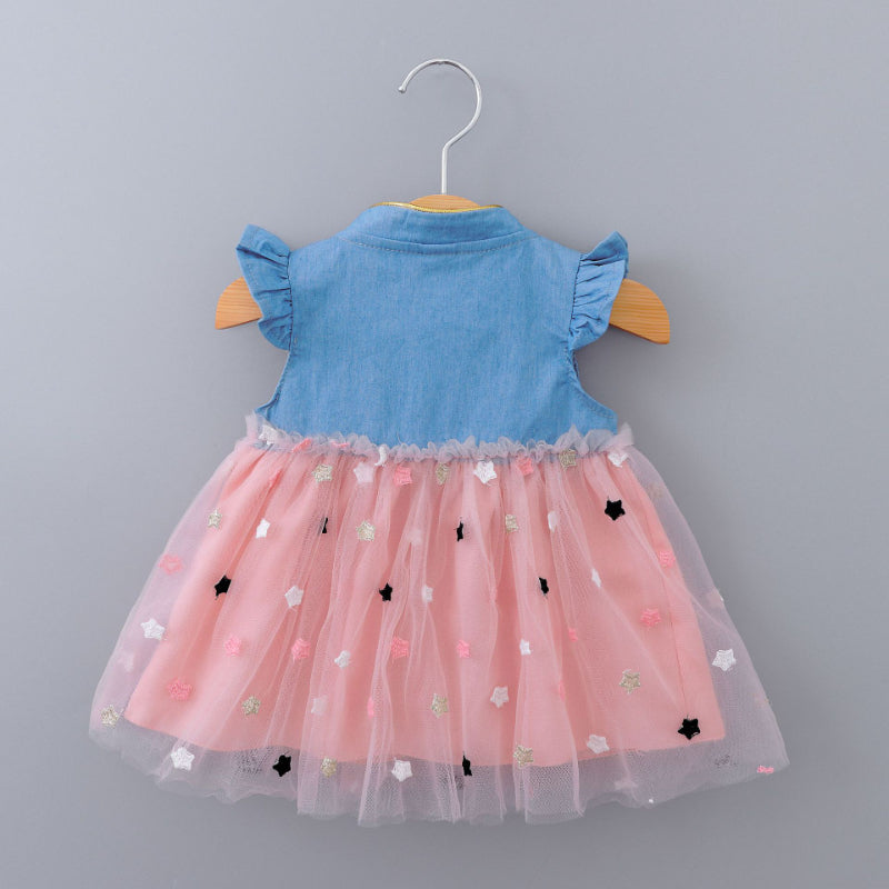 Baby Girl Denim Butterfly Sleeve Dress