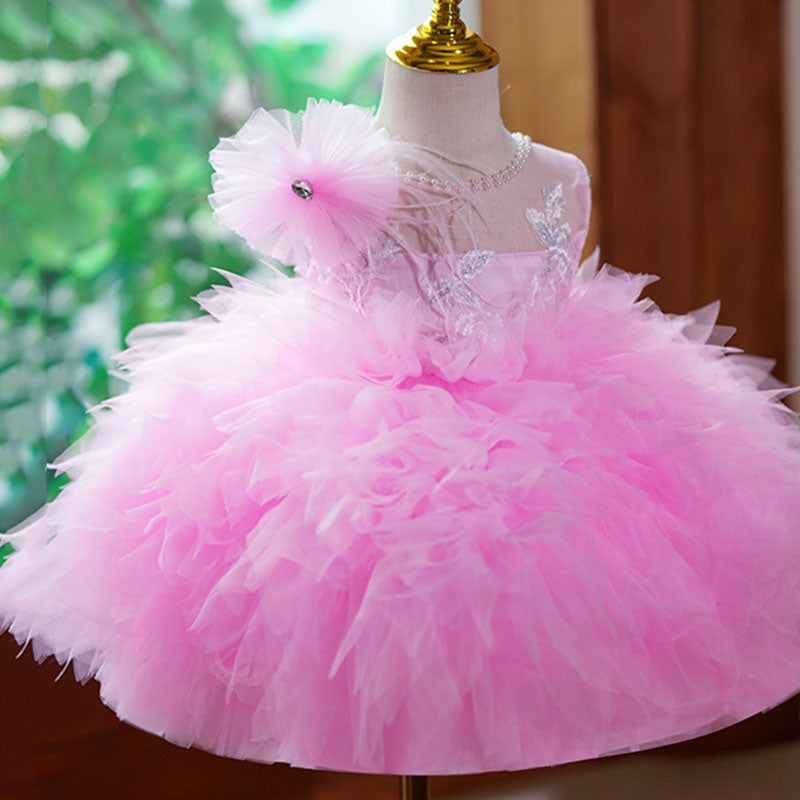 Cute Flower Girl Puffy Dress Pink Princess Dress