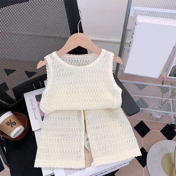 Cute Baby Girl Knitted Vest and Pants Two-piece Set