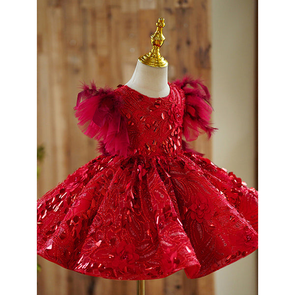 Elegant Baby Girl Show Host Princess Dress Girls Sequin Toddler Beauty Pageant Dress