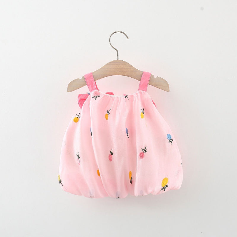 Baby Girl Cute Flower Sling Bow Dress