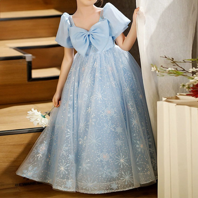 Children's Dress Princess Dress Birthday Girl's High-end Fluffy Yarn Flower Girl Dress, Blue / 2-3 Years (100cm) Children's Dress Princess Dress Birthday Girl's High-end Fluffy Yarn Flower Girl Dress, Blue / 2-3 Years (100cm)