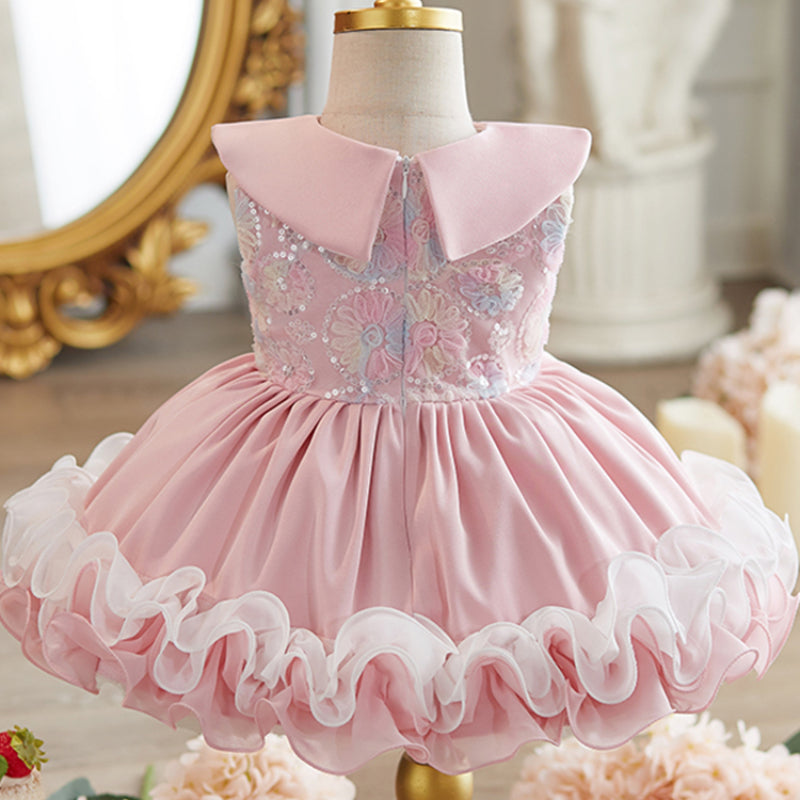 Baby Girl Pink Birthday Princess Dress Flower Girl Wedding Dress