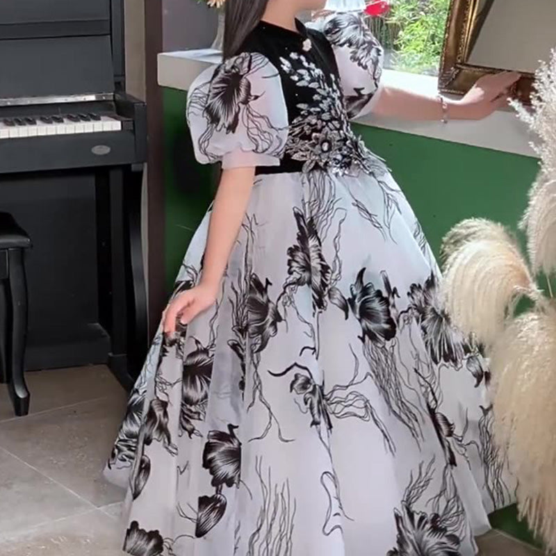 Girls Elegant Ball Gown Flower Girl Wedding Princess Dress