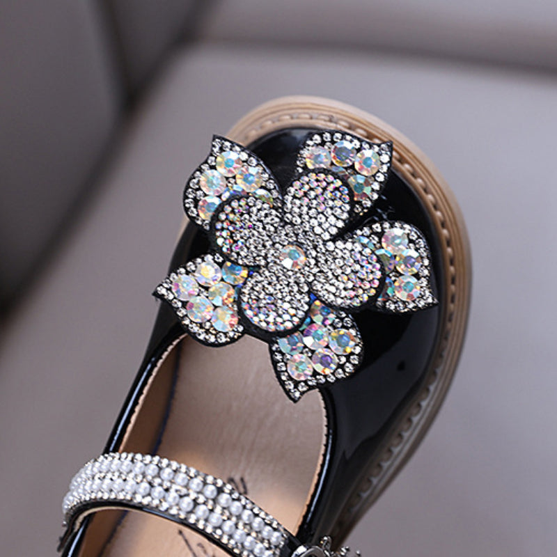 Baby Girl Flower Princess Diamond Leather Shoes