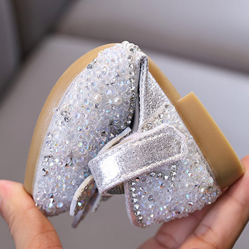 Girls Flower Princess Diamond Leather Shoes