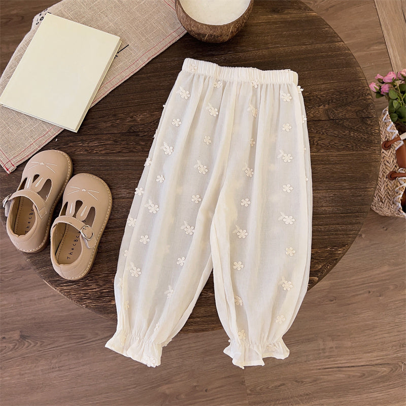 Cute Baby Summer Thin Girls White Pants Pink Top