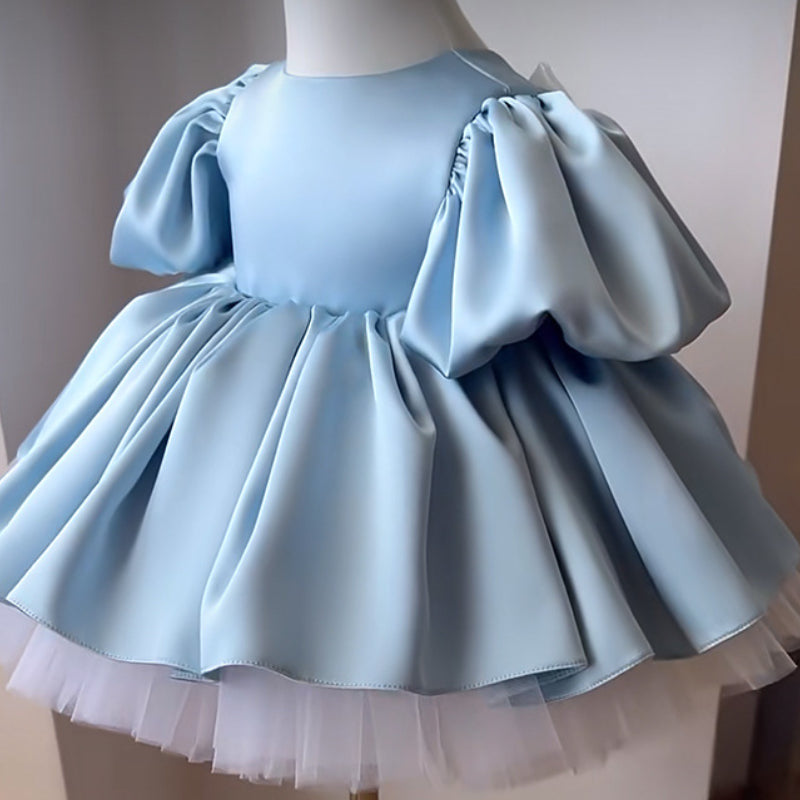 Blue Baby Girl Birthday Dress Children's Fluffy Princess Dress
