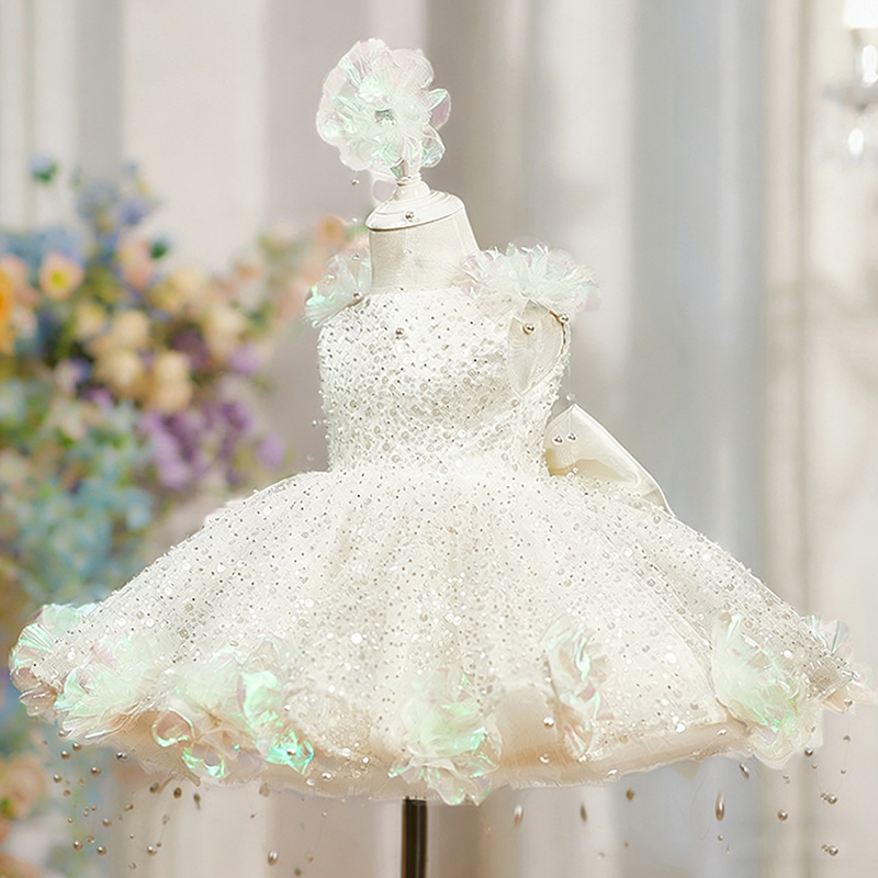 princess pearl dress White Princess Summer Dress with Pearls Fairytale Aesthetic Outfit Long / L