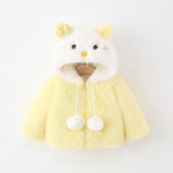 Girls' Winter Thickened Warm Hooded Cartoon Coat