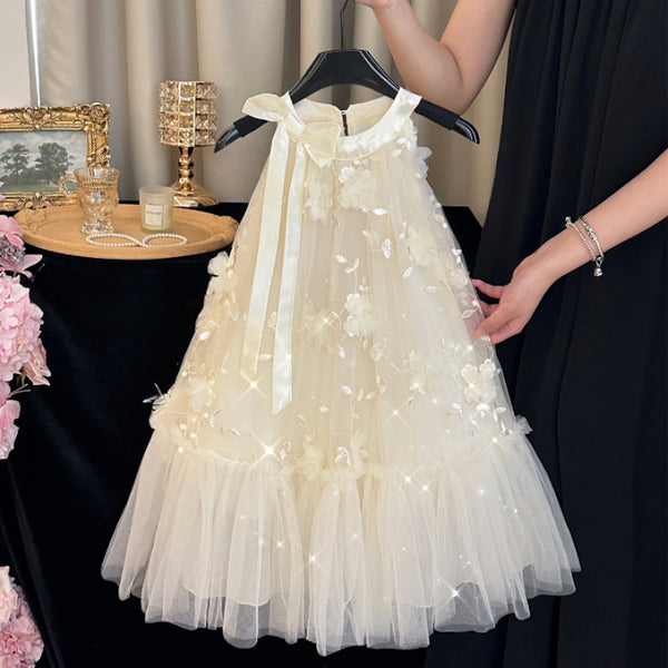 Summer Girls Vest Dress Children's Halter Neck Mesh Princess Dress