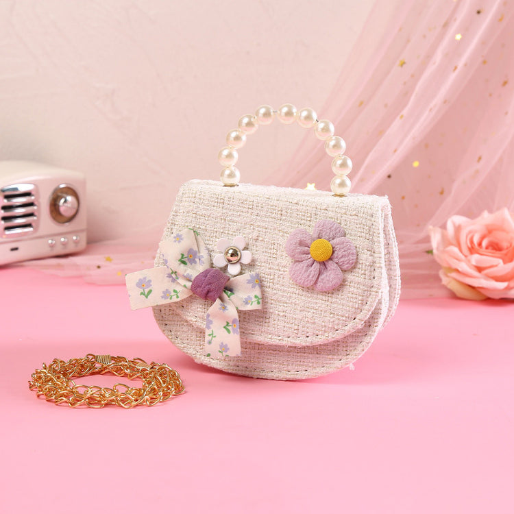 Cute Baby Girls Crossbody Pearl Bow-knot Fashion HandBag