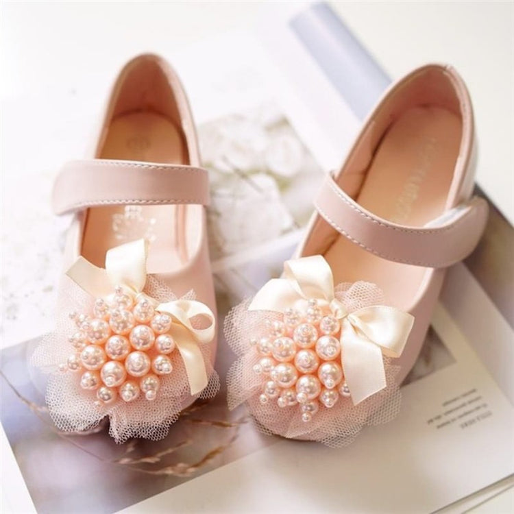 Girls' Pearl Flower Leather Princess Shoes