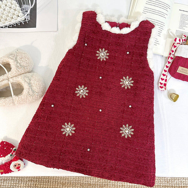Baby Girl Winter Coat Vest Dress Two-piece Set