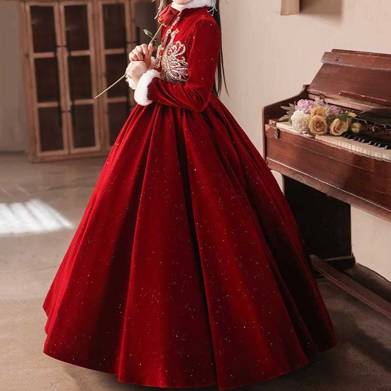 Girls' Christmas Dresses Girls' Birthday Velvet Dresses Children's Ball Princess Dresses