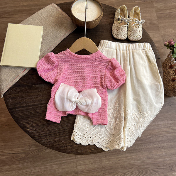 Girls New Summer Cute Tops Pants Two-piece Suit