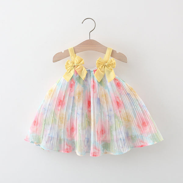 Toddler Dress Cute Baby Bow Strap Rainbow Dress