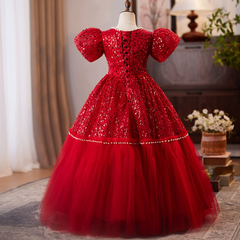 christmas pageant dress Vintage 80s Beaded Christmas Poinsettias Formal Event Ball Gown Pageant Dress