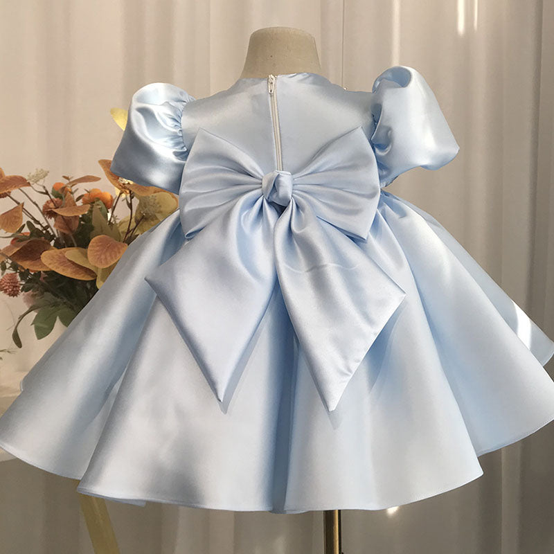 Toddler Prom Dress Girl Baptism Communion Dress Satin Puffy Princess Dress