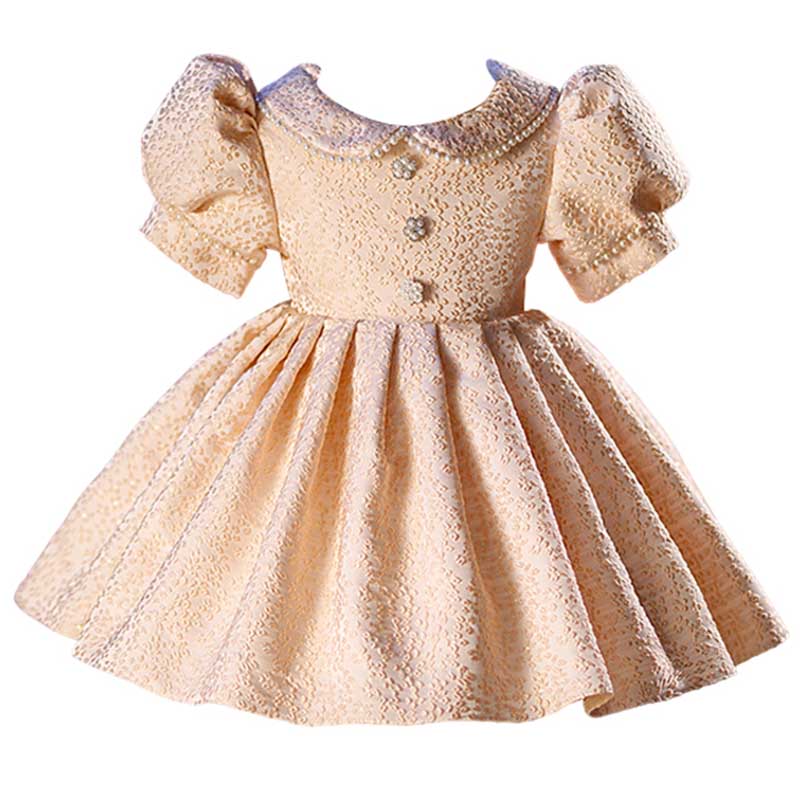 Flower Girl Dress Toddler Birthday Party Pageant Pattern Doll Collar Bowknot Puff Sleeves Dress