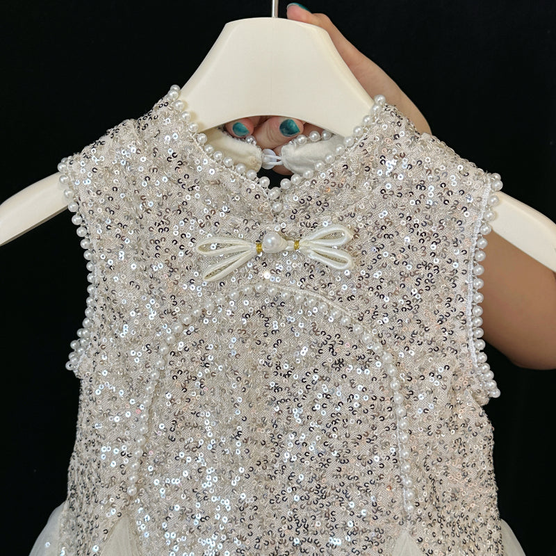 Summer Girls Birthday Dress Flower Girl Sequin Princess Dress