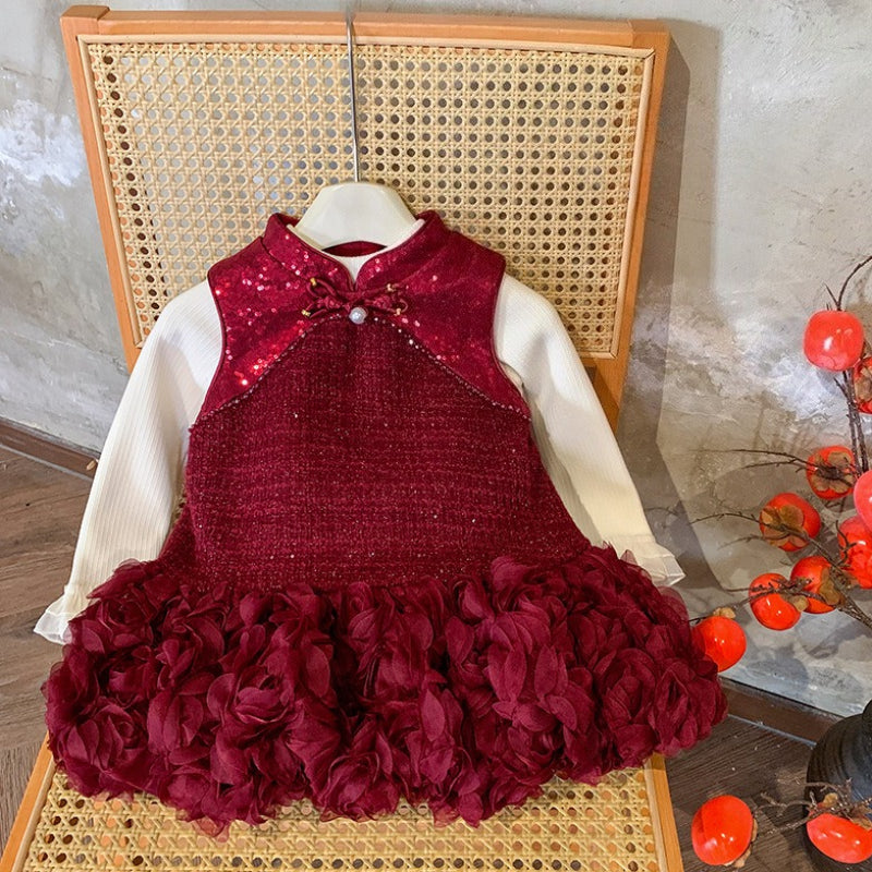 two piece new years eve dress Girls' New Year Elegant Dress Girls Comfortable Dress Two-Piece Set