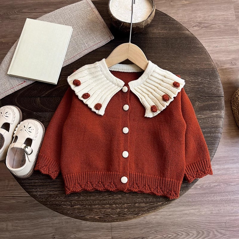 Girls Christmas Sweater Cardigan Bottoming Shirt Pants Three-piece Set