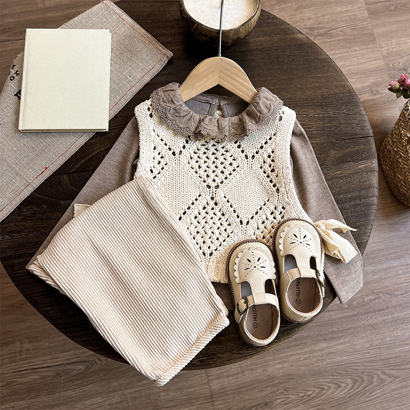 Spring Girls Long Sleeve T-shirt Vest Pants Three-piece Set
